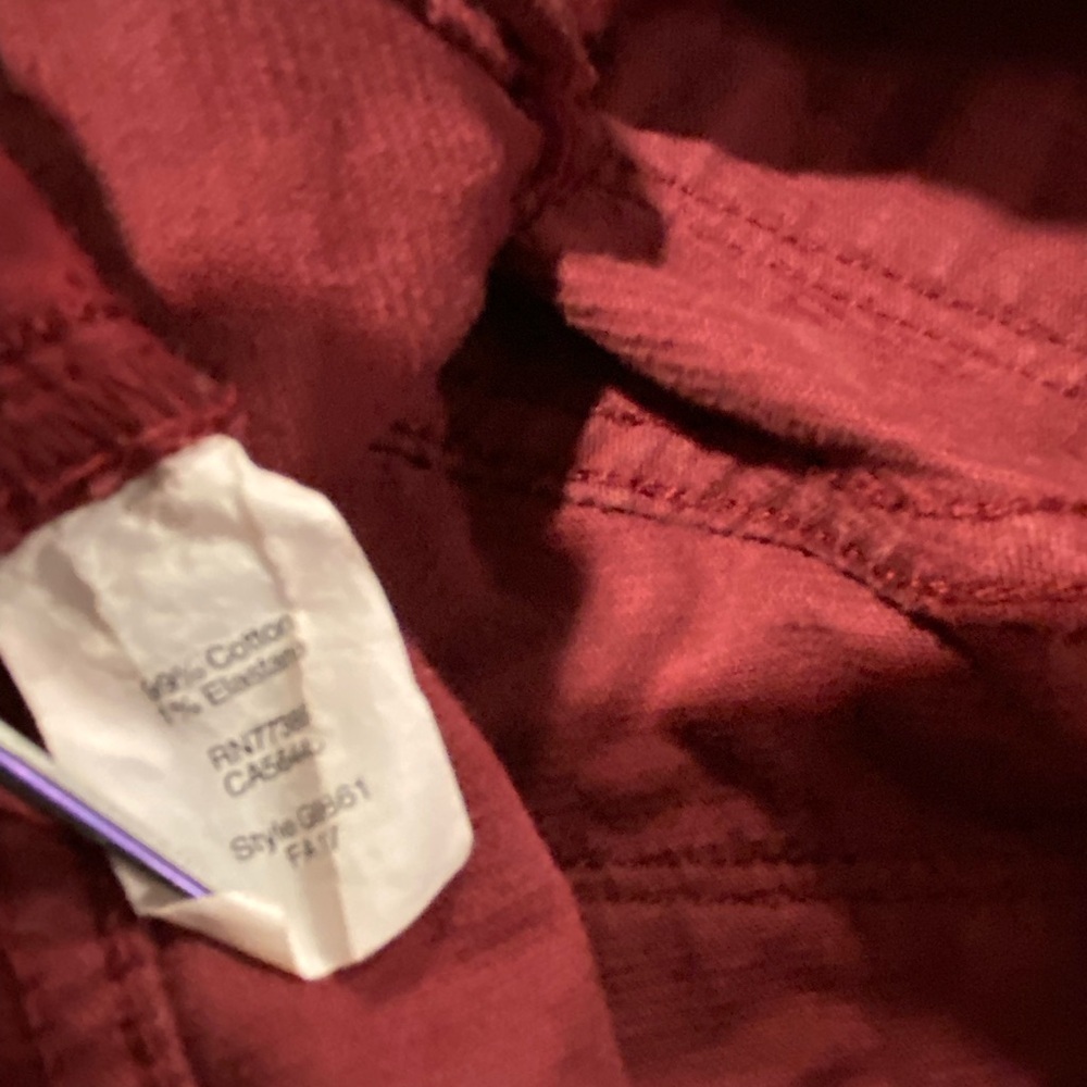 J. Crew Size 10 Burgundy Cotton Stretch Zip Up Straight Leg Corduroy Pants - Picture 7 of 10